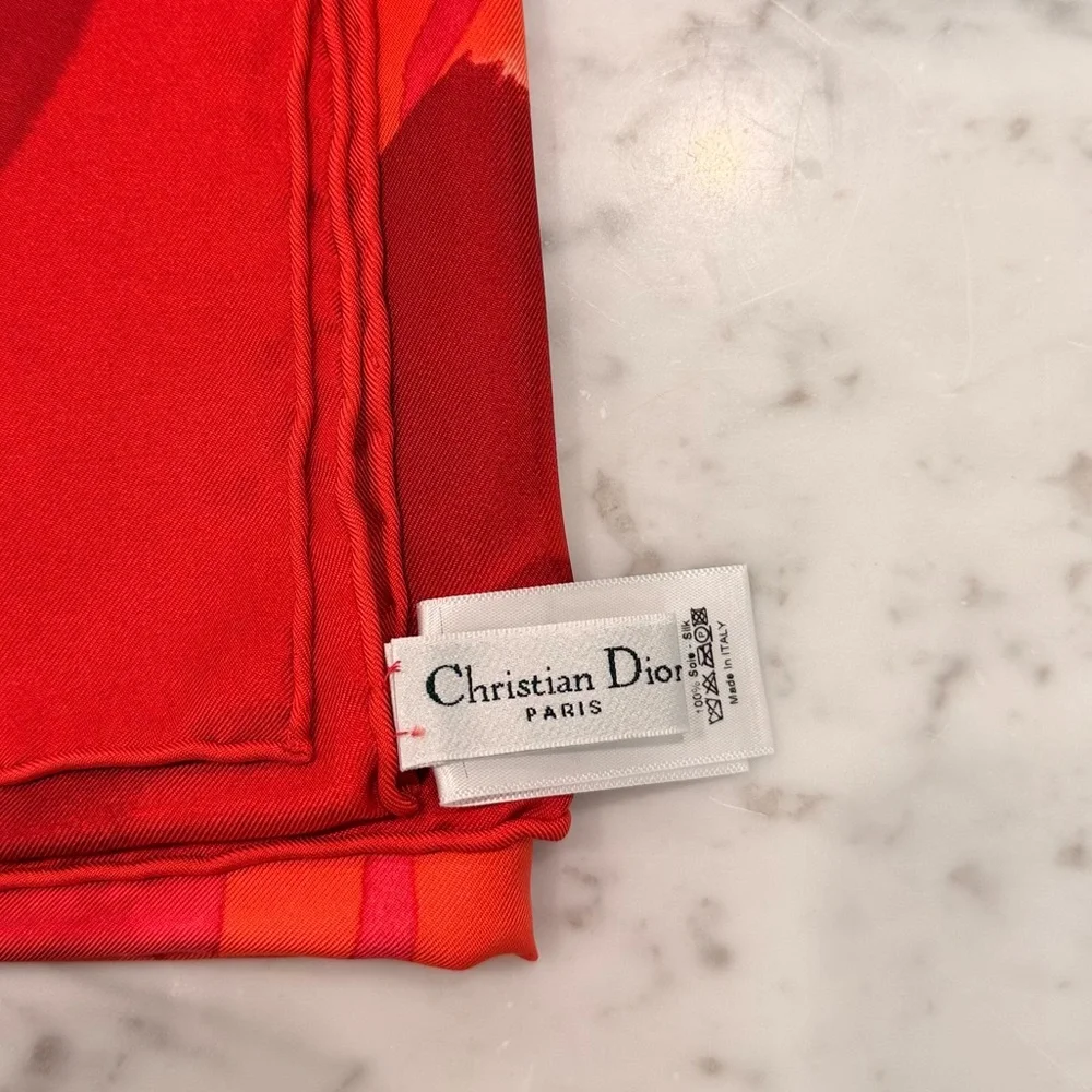 Dior Red Floral Silk Scarf- Brand new in the Box - Picture 6 of 6